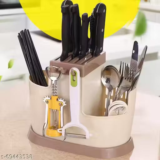Plastic Cutlery Chopstick Holder Stand and Knife Organizer Drainer