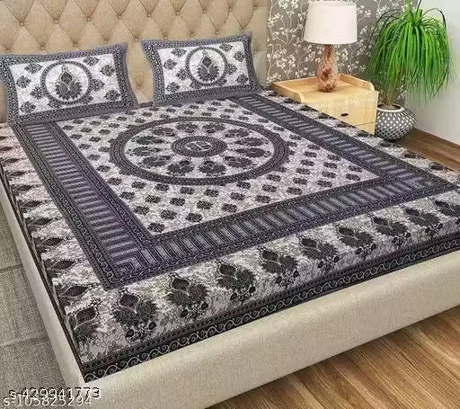 Jaipuri Cotton Double Bedsheet With 2 Pillow Cover
