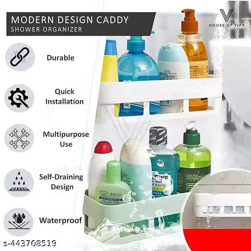 Wall Mounted bath Storage Rack (2 Shelves + 2 Soap Holders)