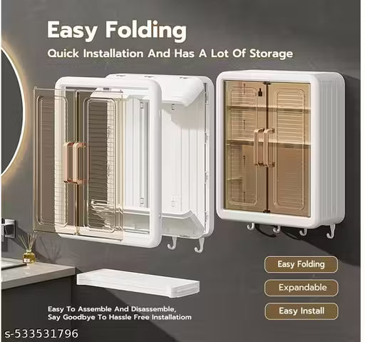 Make Up Organizer Wall Mounted Waterproof Storage Box for Bath