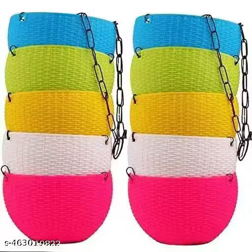 Solid Round Hanging Pots (8 Pcs, Multicolour)