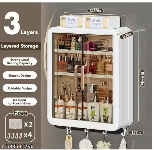 Make Up Organizer Wall Mounted Waterproof Storage Box for Bath