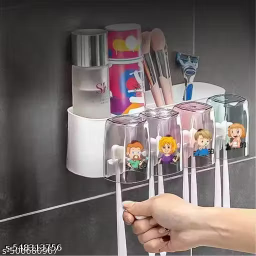 Wall Mounted Toothbrush Holder & Storage Rack