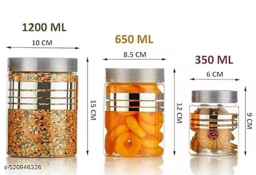 Plastic Storage Jar and Container Set of 12 (4 x 350ml, 4 x 650ml, 4 x 1200ml) with Spoons