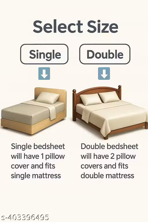 Glace-Cotton Bedsheet For Double Bed With Pillow Cover