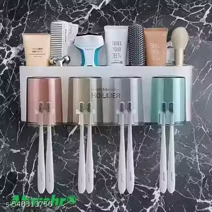 Wall Mounted Toothbrush Holder & Storage Rack